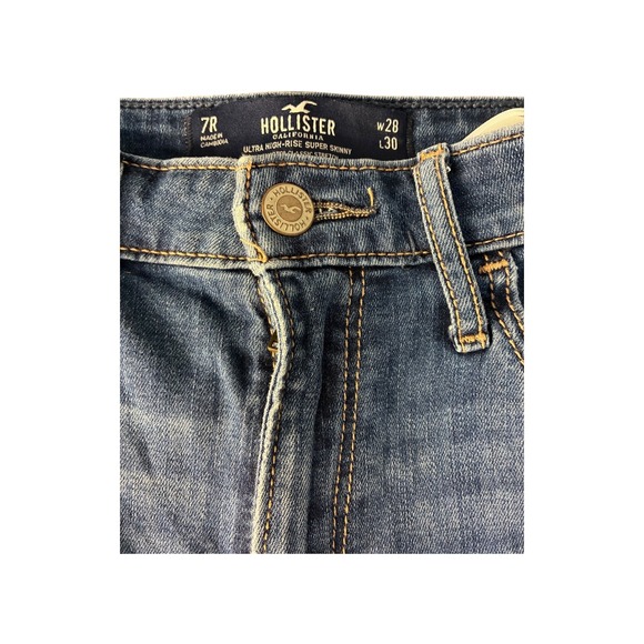 Hollister Ultra High Rise Super Skinny Jeans Distressed Blue W28 L30 - Picture 3 of 9